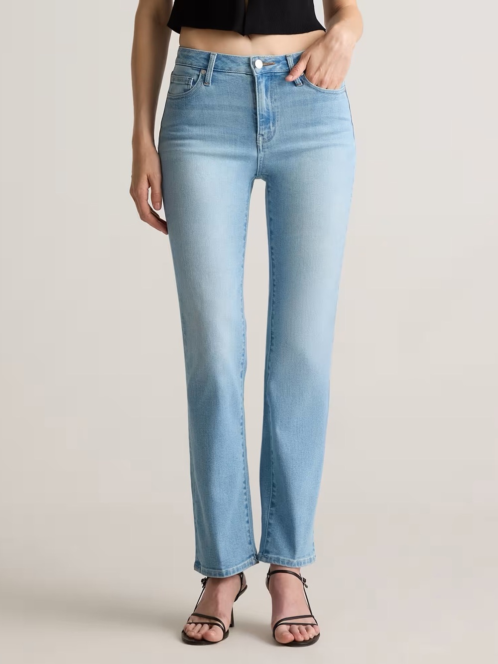 Quince Bella Stretch Straight Jeans in Frosted Blue - Size 31